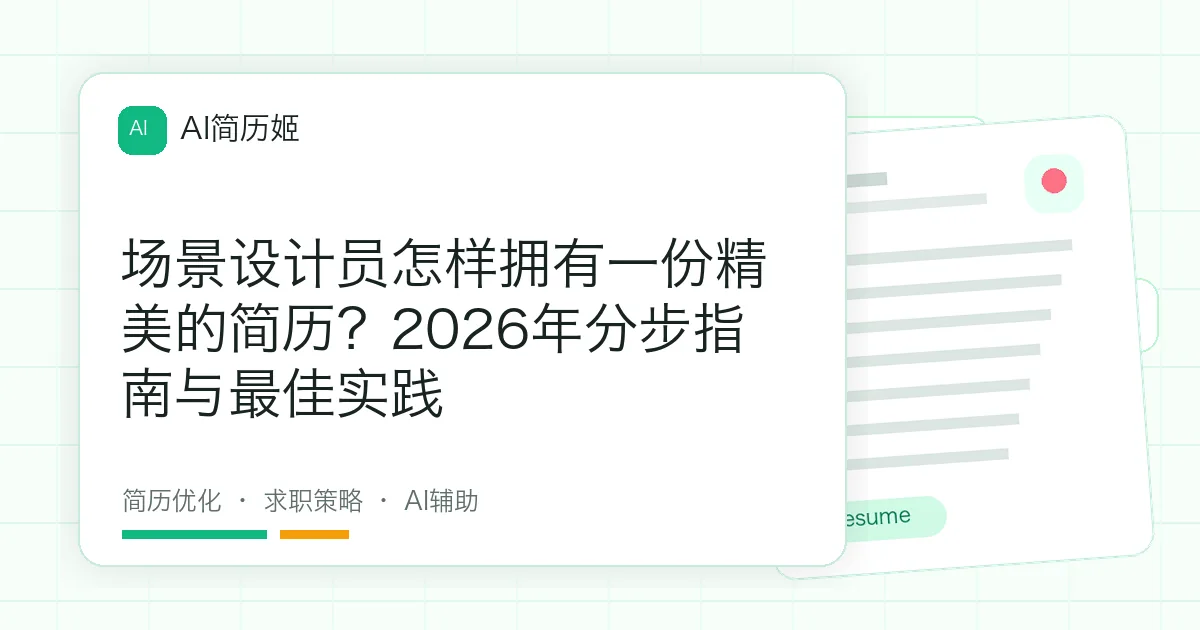 场景设计员怎样拥有一份精美的简历？2026年分步指南与最佳实践