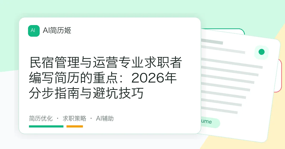 民宿管理与运营专业求职者编写简历的重点：2026年分步指南与避坑技巧