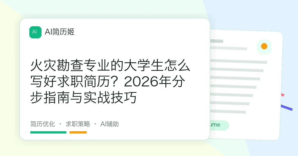 火灾勘查专业的大学生怎么写好求职简历？2026年分步指南与实战技巧