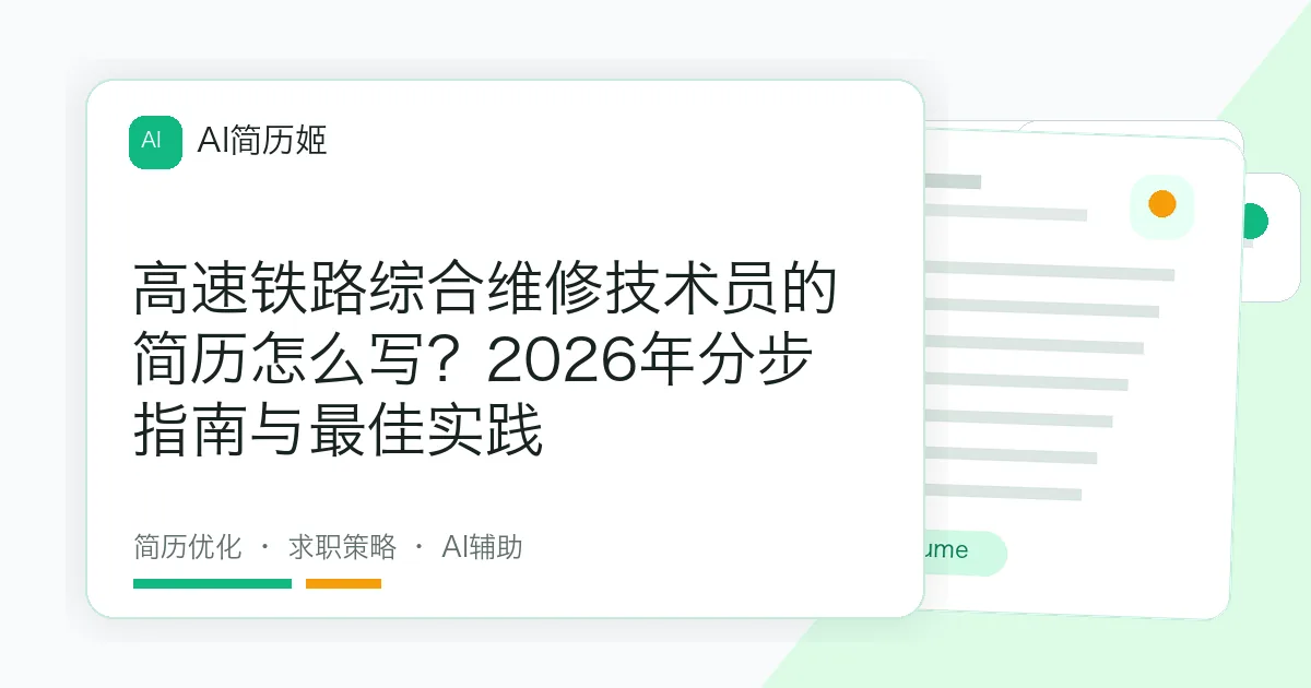 高速铁路综合维修技术员的简历怎么写？2026年分步指南与最佳实践