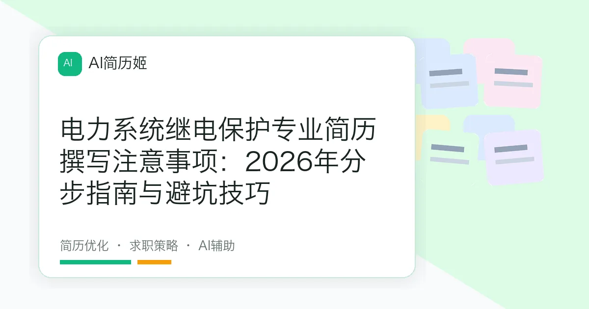 电力系统继电保护专业简历撰写注意事项：2026年分步指南与避坑技巧