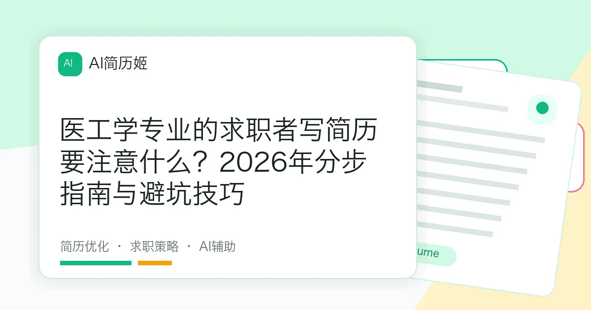医工学专业的求职者写简历要注意什么？2026年分步指南与避坑技巧