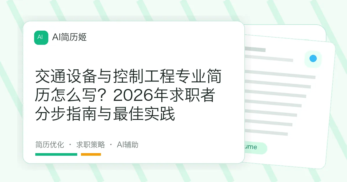 交通设备与控制工程专业简历怎么写？2026年求职者分步指南与最佳实践