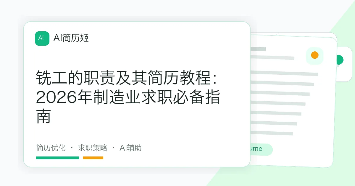铣工的职责及其简历教程：2026年制造业求职必备指南