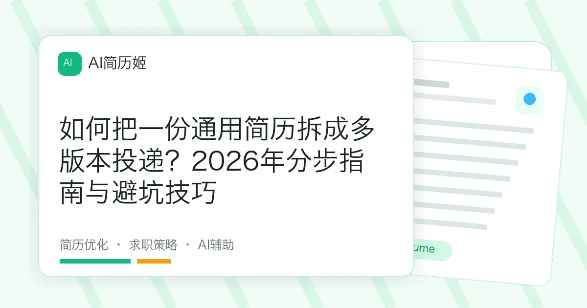 如何把一份通用简历拆成多版本投递？2026年分步指南与避坑技巧