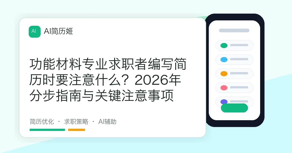 功能材料专业求职者编写简历时要注意什么？2026年分步指南与关键注意事项