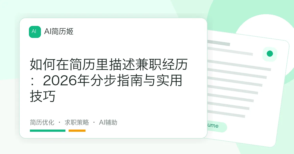 如何在简历里描述兼职经历：2026年分步指南与实用技巧