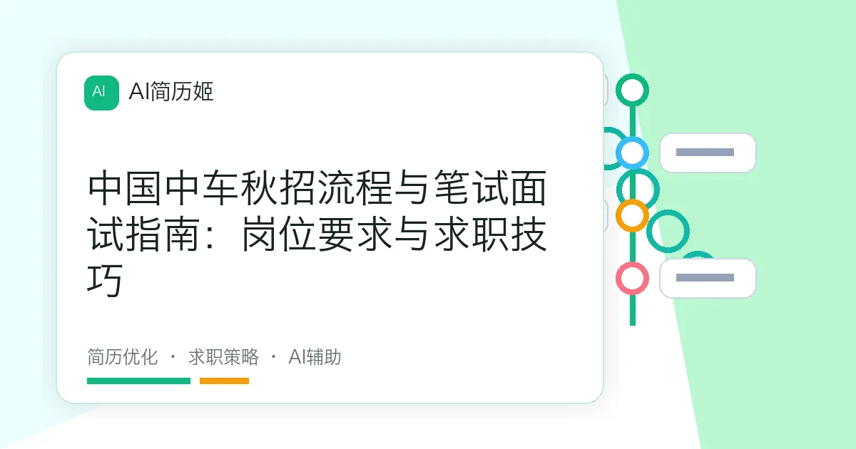 中国中车秋招流程与笔试面试指南：岗位要求与求职技巧