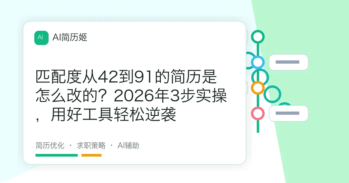 匹配度从42到91的简历是怎么改的？2026年3步实操，用好工具轻松逆袭