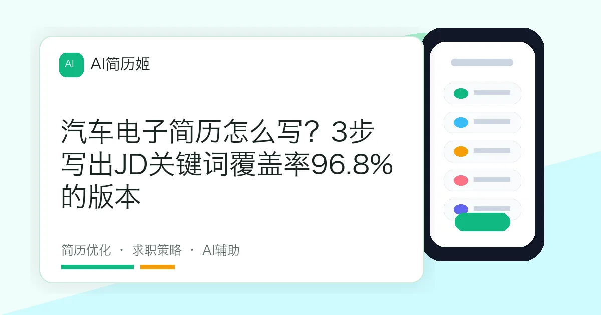 汽车电子简历怎么写？3步写出JD关键词覆盖率96.8%的版本