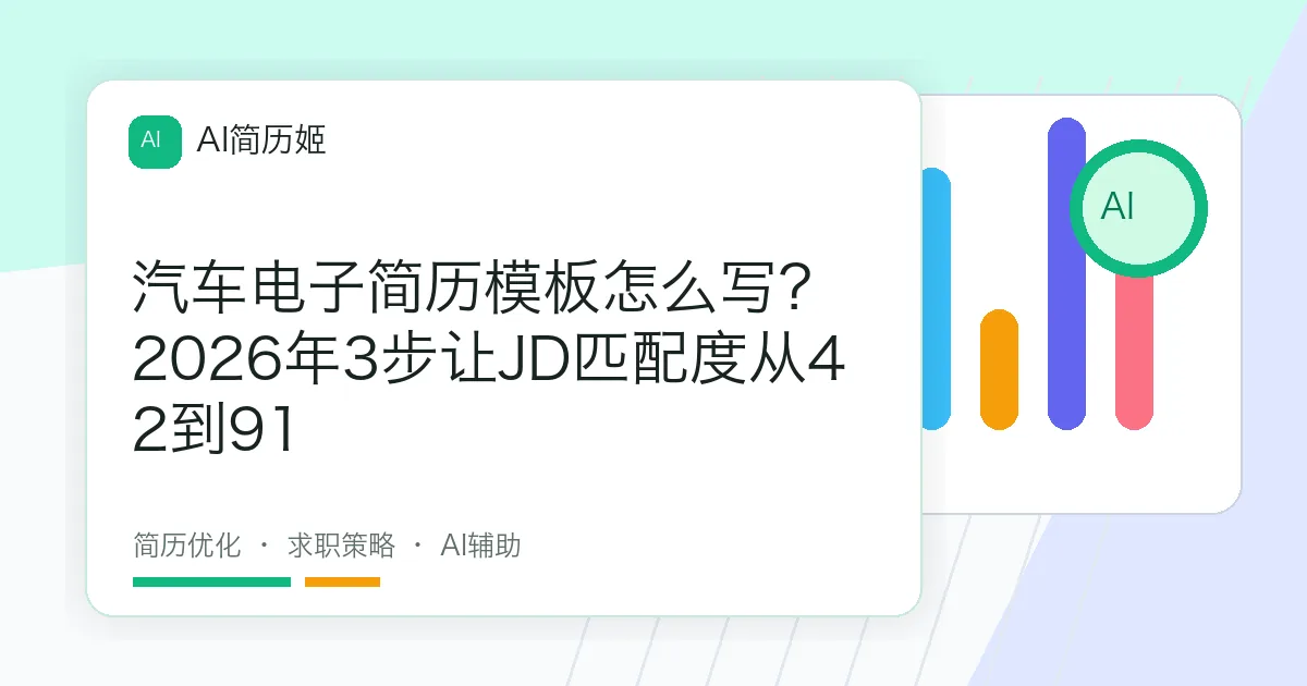汽车电子简历模板怎么写？2026年3步让JD匹配度从42到91