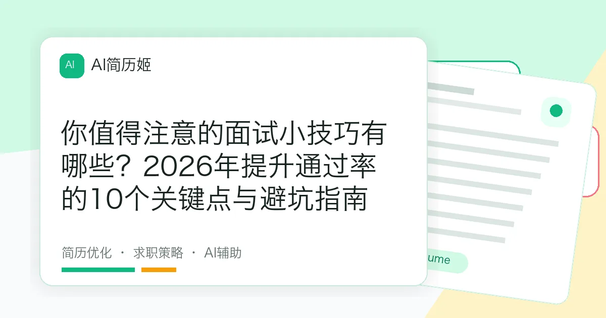 你值得注意的面试小技巧有哪些？2026年提升通过率的10个关键点与避坑指南