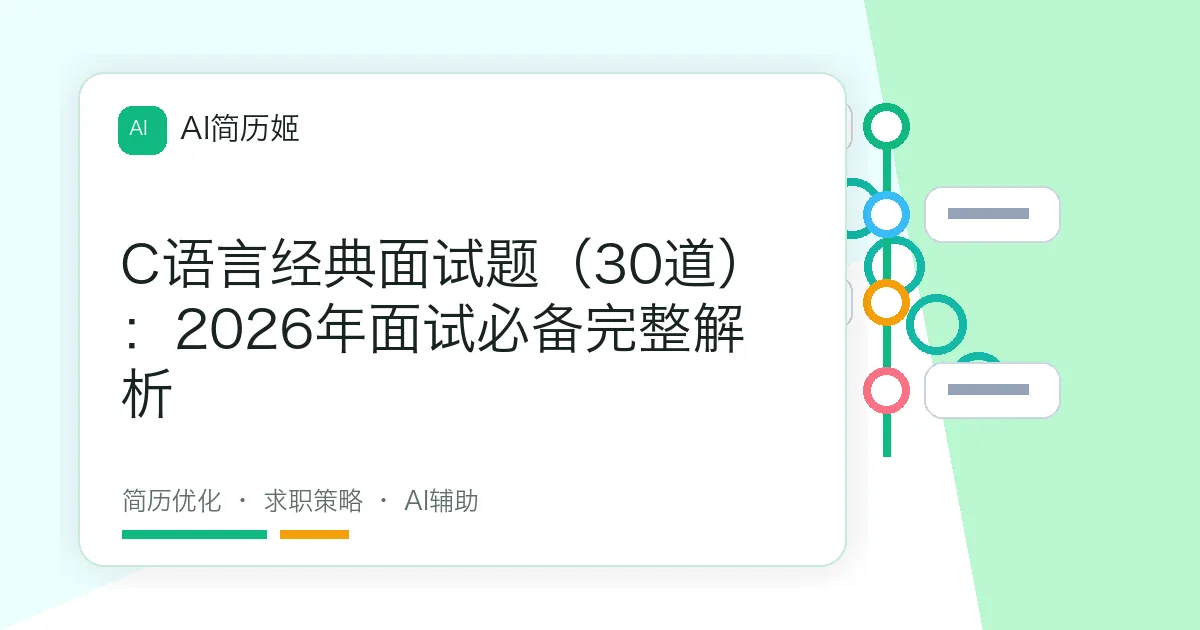 C语言经典面试题（30道）：2026年面试必备完整解析