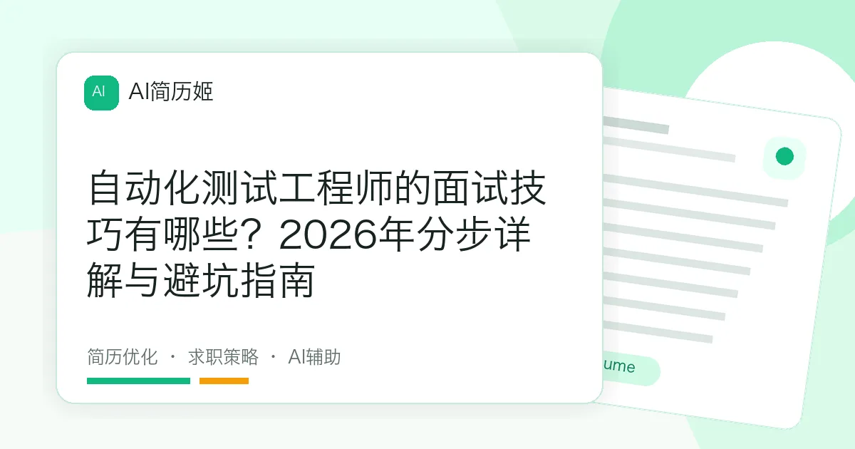 自动化测试工程师的面试技巧有哪些？2026年分步详解与避坑指南