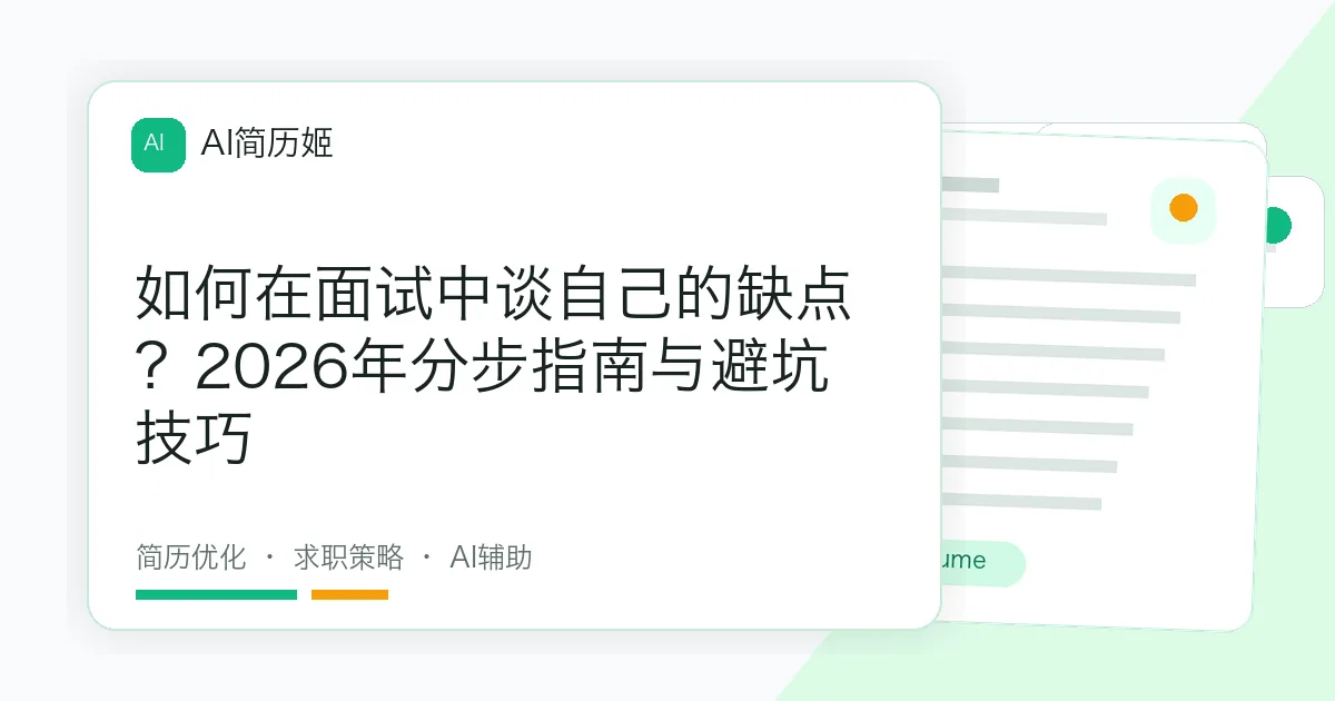 如何在面试中谈自己的缺点？2026年分步指南与避坑技巧