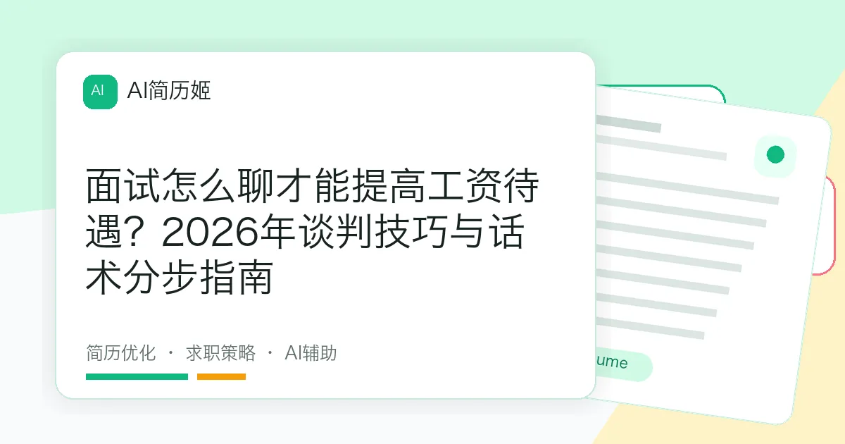 面试怎么聊才能提高工资待遇？2026年谈判技巧与话术分步指南