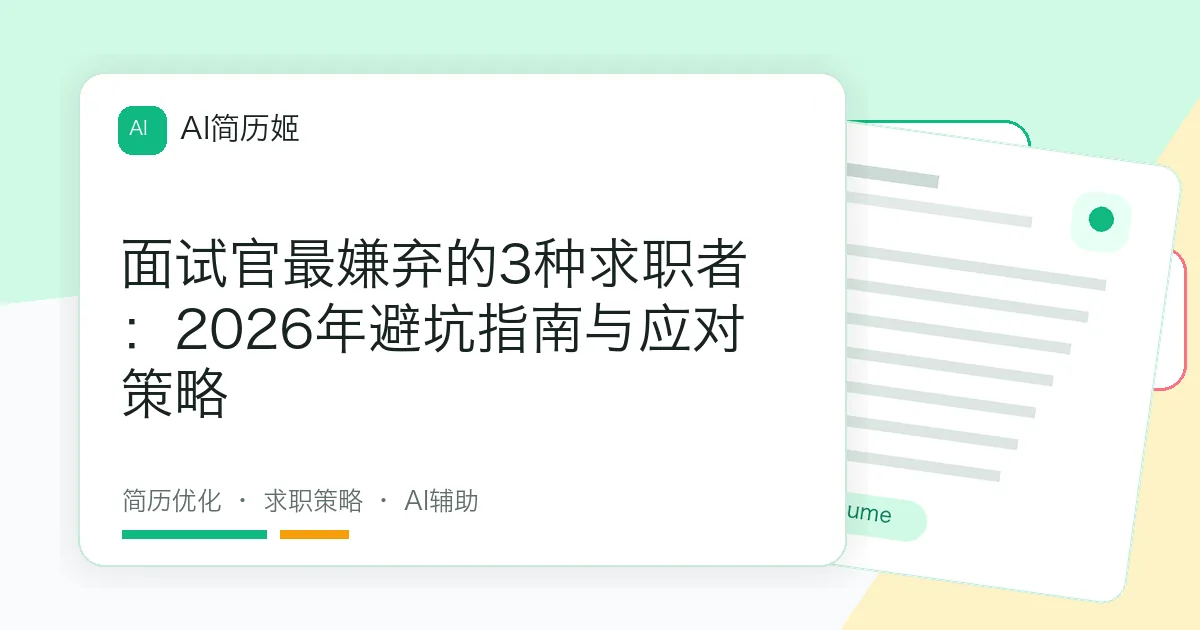 面试官最嫌弃的3种求职者：2026年避坑指南与应对策略