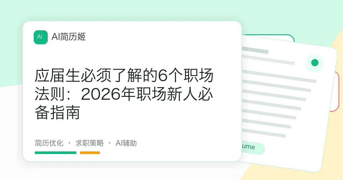应届生必须了解的6个职场法则：2026年职场新人必备指南