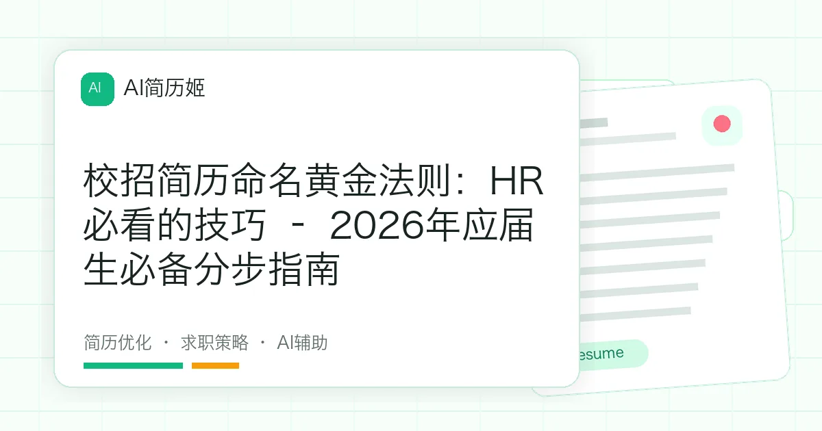 校招简历命名黄金法则：HR必看的技巧 – 2026年应届生必备分步指南