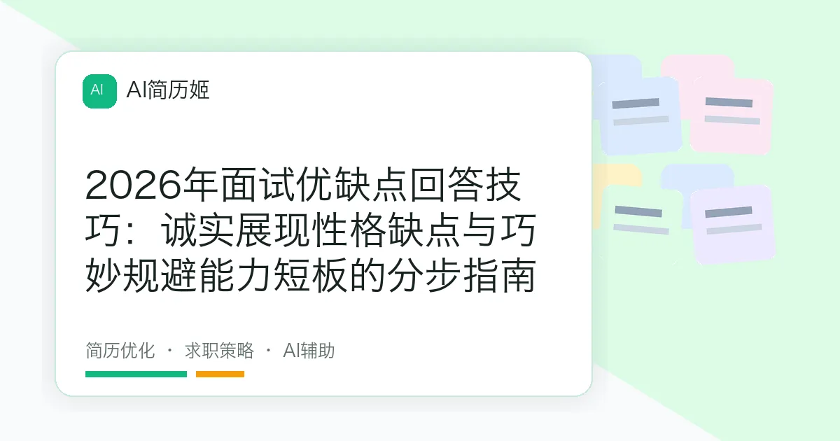 2026年面试优缺点回答技巧：诚实展现性格缺点与巧妙规避能力短板的分步指南