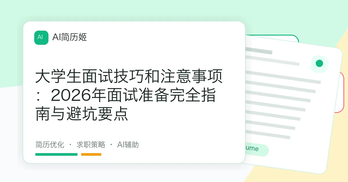 大学生面试技巧和注意事项：2026年面试准备完全指南与避坑要点