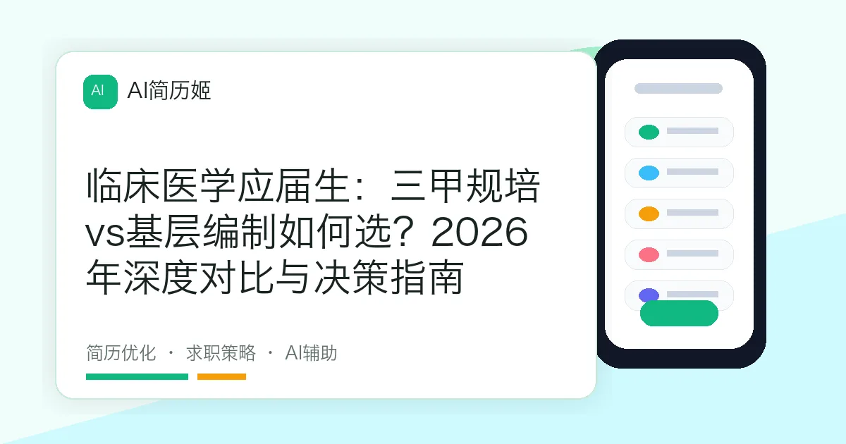 临床医学应届生：三甲规培vs基层编制如何选？2026年深度对比与决策指南