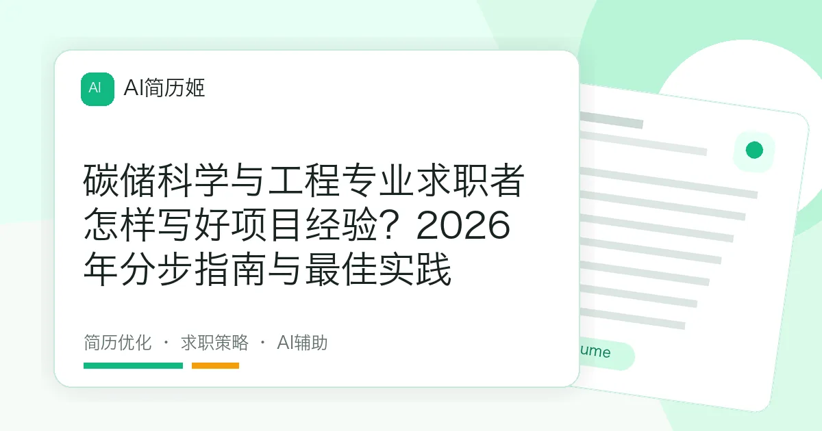 碳储科学与工程专业求职者怎样写好项目经验？2026年分步指南与最佳实践