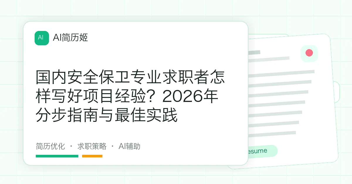 国内安全保卫专业求职者怎样写好项目经验？2026年分步指南与最佳实践