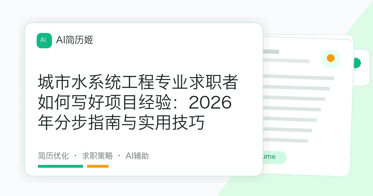 城市水系统工程专业求职者如何写好项目经验：2026年分步指南与实用技巧