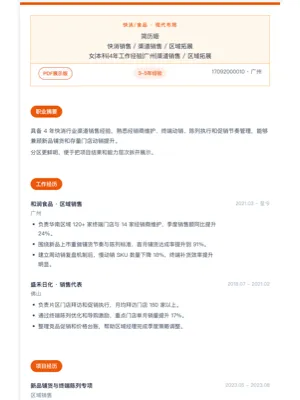 快消销售现代简历模板